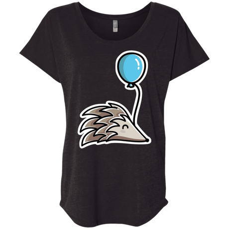 T-Shirts Vintage Black / X-Small Kawaii Hedgehog with Balloon Triblend Dolman Sleeve