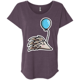 T-Shirts Vintage Purple / X-Small Kawaii Hedgehog with Balloon Triblend Dolman Sleeve
