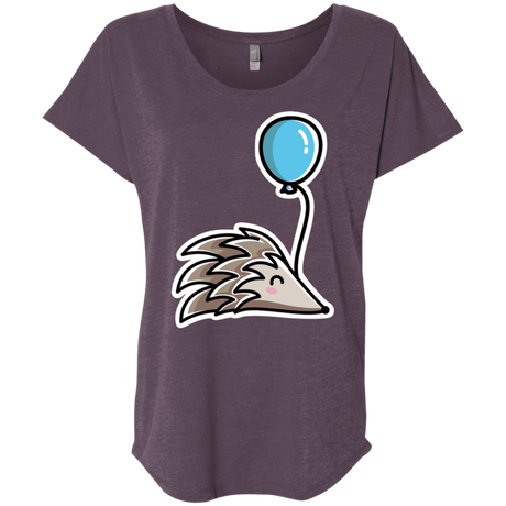 T-Shirts Vintage Purple / X-Small Kawaii Hedgehog with Balloon Triblend Dolman Sleeve