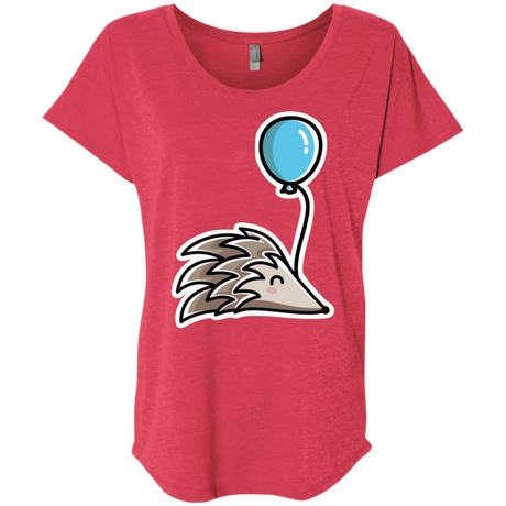 T-Shirts Vintage Red / X-Small Kawaii Hedgehog with Balloon Triblend Dolman Sleeve