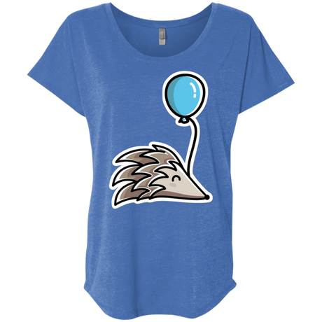T-Shirts Vintage Royal / X-Small Kawaii Hedgehog with Balloon Triblend Dolman Sleeve