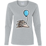 T-Shirts Sport Grey / S Kawaii Hedgehog with Balloon Women's Long Sleeve T-Shirt