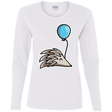 T-Shirts White / S Kawaii Hedgehog with Balloon Women's Long Sleeve T-Shirt