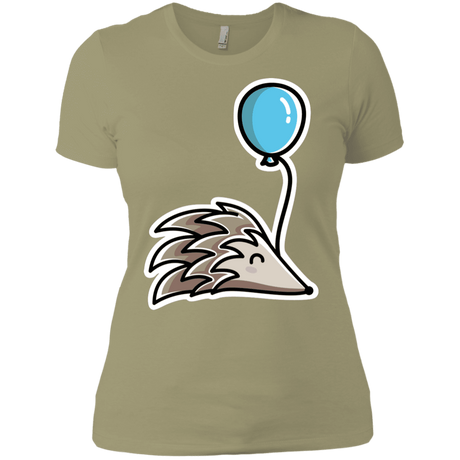 T-Shirts Light Olive / X-Small Kawaii Hedgehog with Balloon Women's Premium T-Shirt