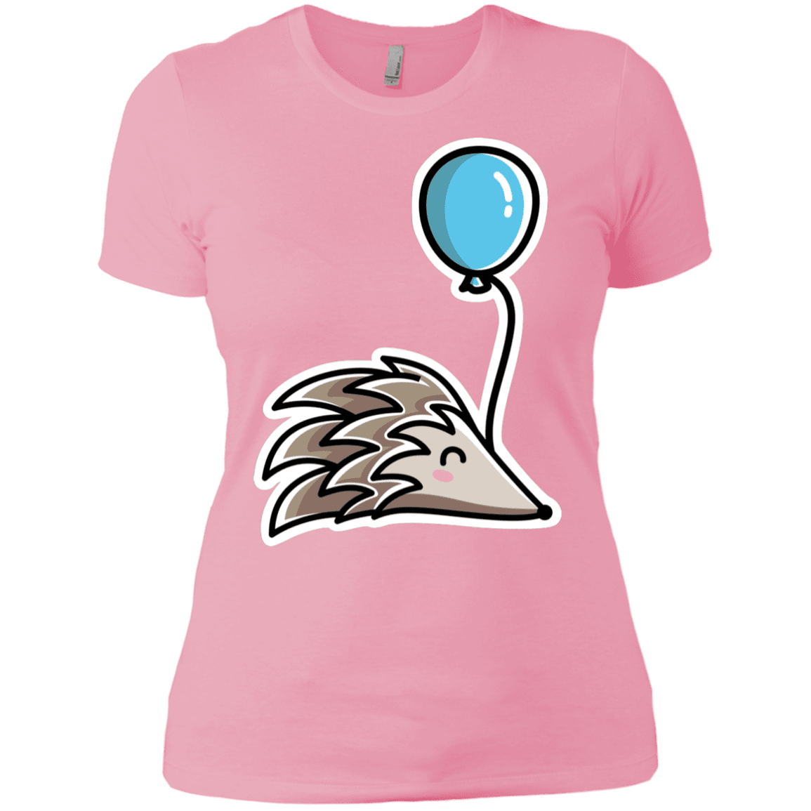 T-Shirts Light Pink / X-Small Kawaii Hedgehog with Balloon Women's Premium T-Shirt