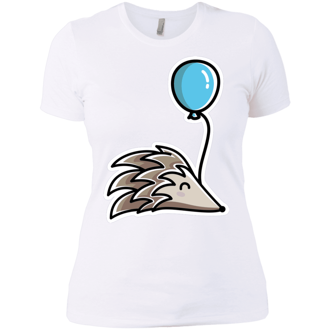 T-Shirts White / X-Small Kawaii Hedgehog with Balloon Women's Premium T-Shirt