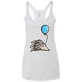 T-Shirts Heather White / X-Small Kawaii Hedgehog with Balloon Women's Triblend Racerback Tank