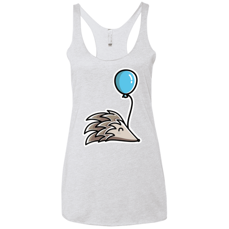 T-Shirts Heather White / X-Small Kawaii Hedgehog with Balloon Women's Triblend Racerback Tank