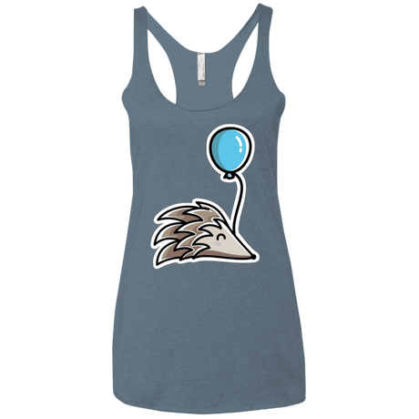 T-Shirts Indigo / X-Small Kawaii Hedgehog with Balloon Women's Triblend Racerback Tank