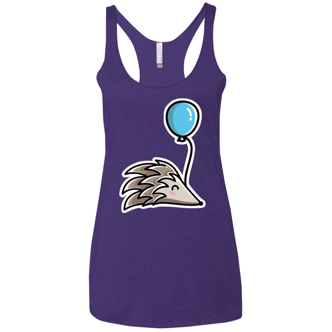 T-Shirts Purple Rush / X-Small Kawaii Hedgehog with Balloon Women's Triblend Racerback Tank