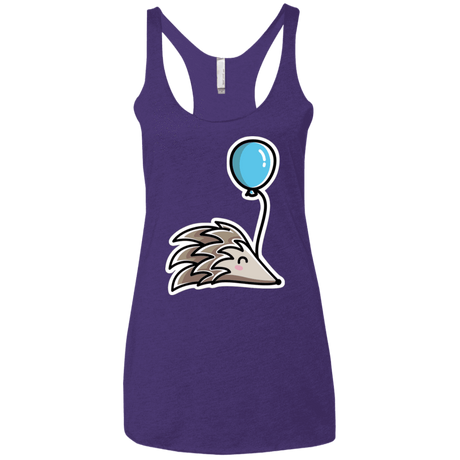 T-Shirts Purple Rush / X-Small Kawaii Hedgehog with Balloon Women's Triblend Racerback Tank