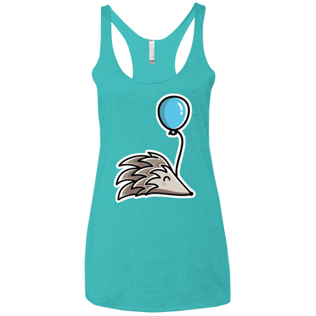 T-Shirts Tahiti Blue / X-Small Kawaii Hedgehog with Balloon Women's Triblend Racerback Tank