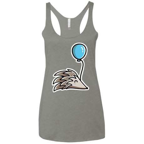 T-Shirts Venetian Grey / X-Small Kawaii Hedgehog with Balloon Women's Triblend Racerback Tank