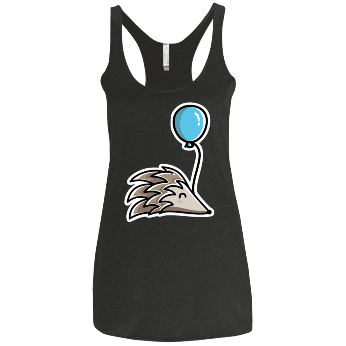 T-Shirts Vintage Black / X-Small Kawaii Hedgehog with Balloon Women's Triblend Racerback Tank