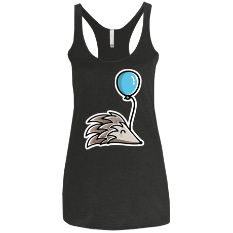 T-Shirts Vintage Black / X-Small Kawaii Hedgehog with Balloon Women's Triblend Racerback Tank