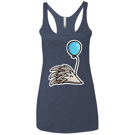 T-Shirts Vintage Navy / X-Small Kawaii Hedgehog with Balloon Women's Triblend Racerback Tank