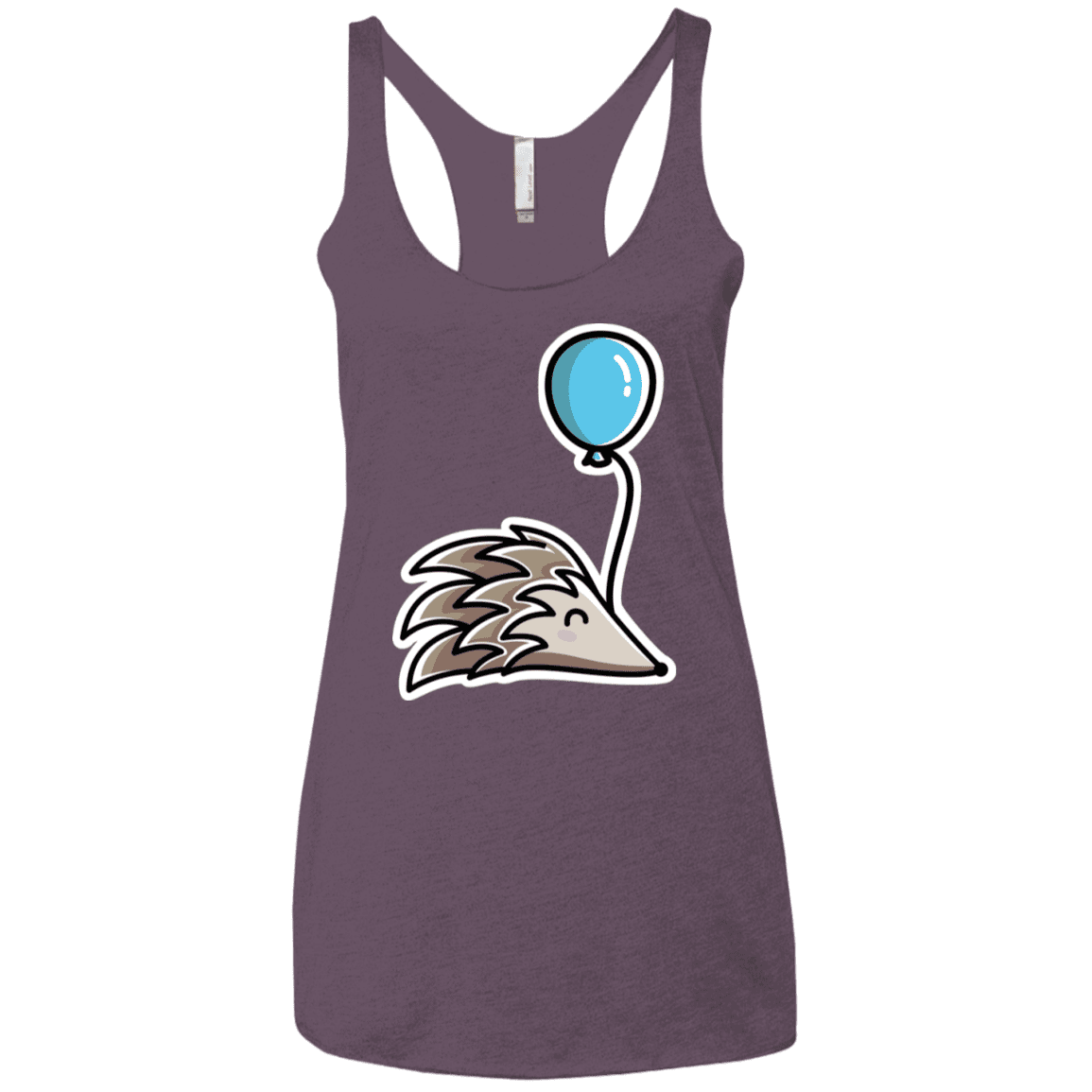 T-Shirts Vintage Purple / X-Small Kawaii Hedgehog with Balloon Women's Triblend Racerback Tank