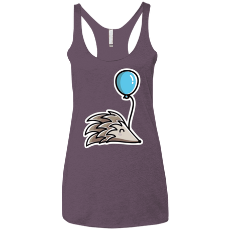 T-Shirts Vintage Purple / X-Small Kawaii Hedgehog with Balloon Women's Triblend Racerback Tank