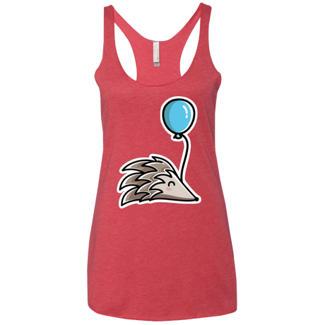 T-Shirts Vintage Red / X-Small Kawaii Hedgehog with Balloon Women's Triblend Racerback Tank