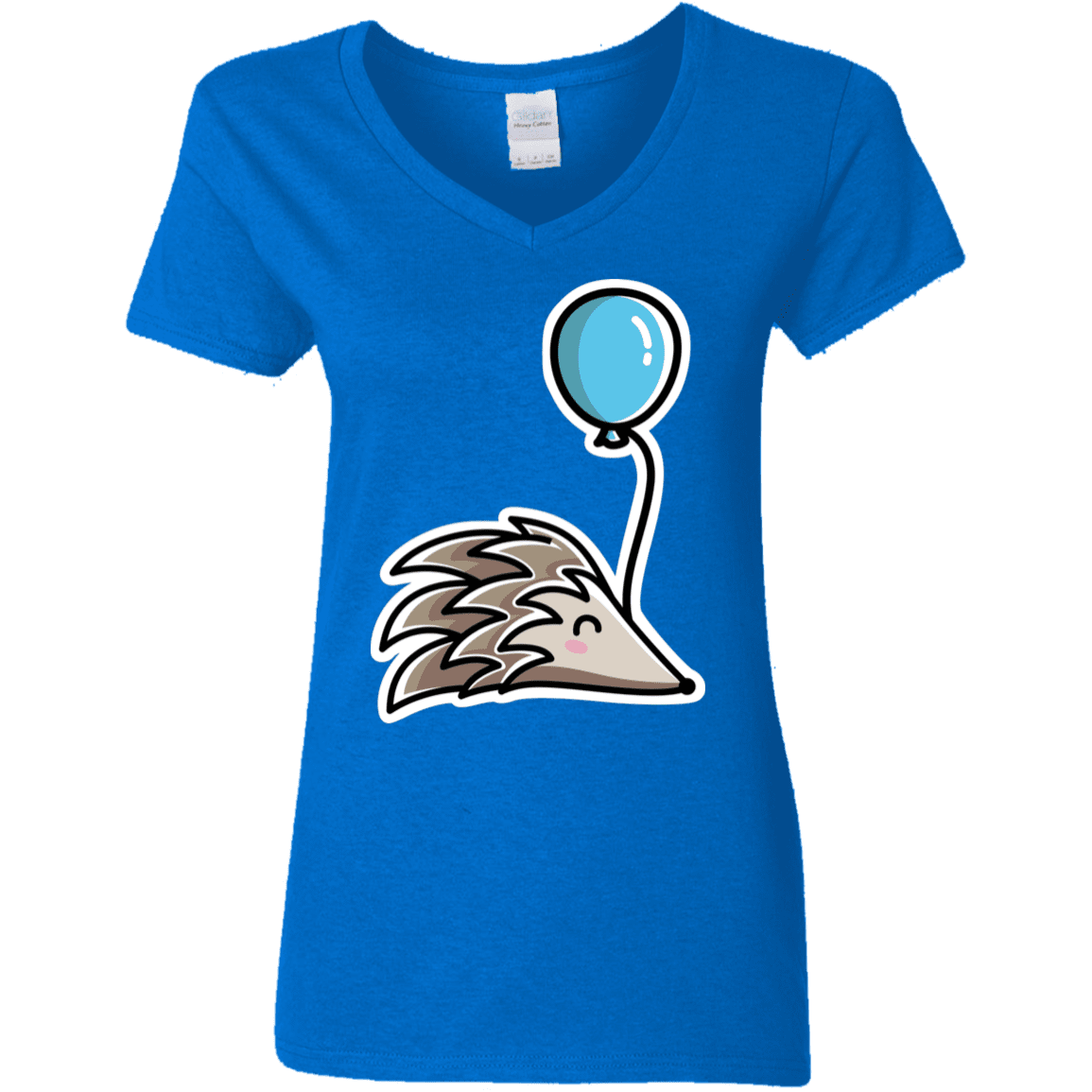 T-Shirts Royal / S Kawaii Hedgehog with Balloon Women's V-Neck T-Shirt