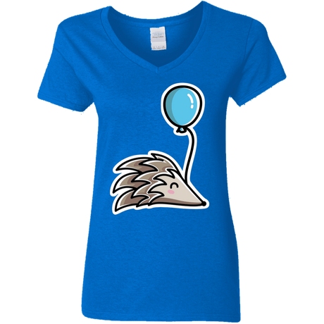 T-Shirts Royal / S Kawaii Hedgehog with Balloon Women's V-Neck T-Shirt