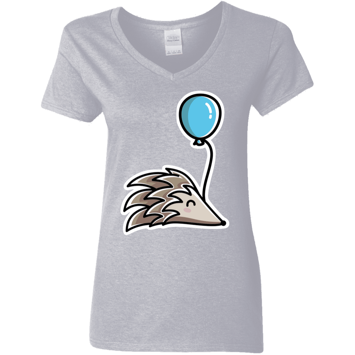 T-Shirts Sport Grey / S Kawaii Hedgehog with Balloon Women's V-Neck T-Shirt