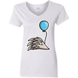 T-Shirts White / S Kawaii Hedgehog with Balloon Women's V-Neck T-Shirt