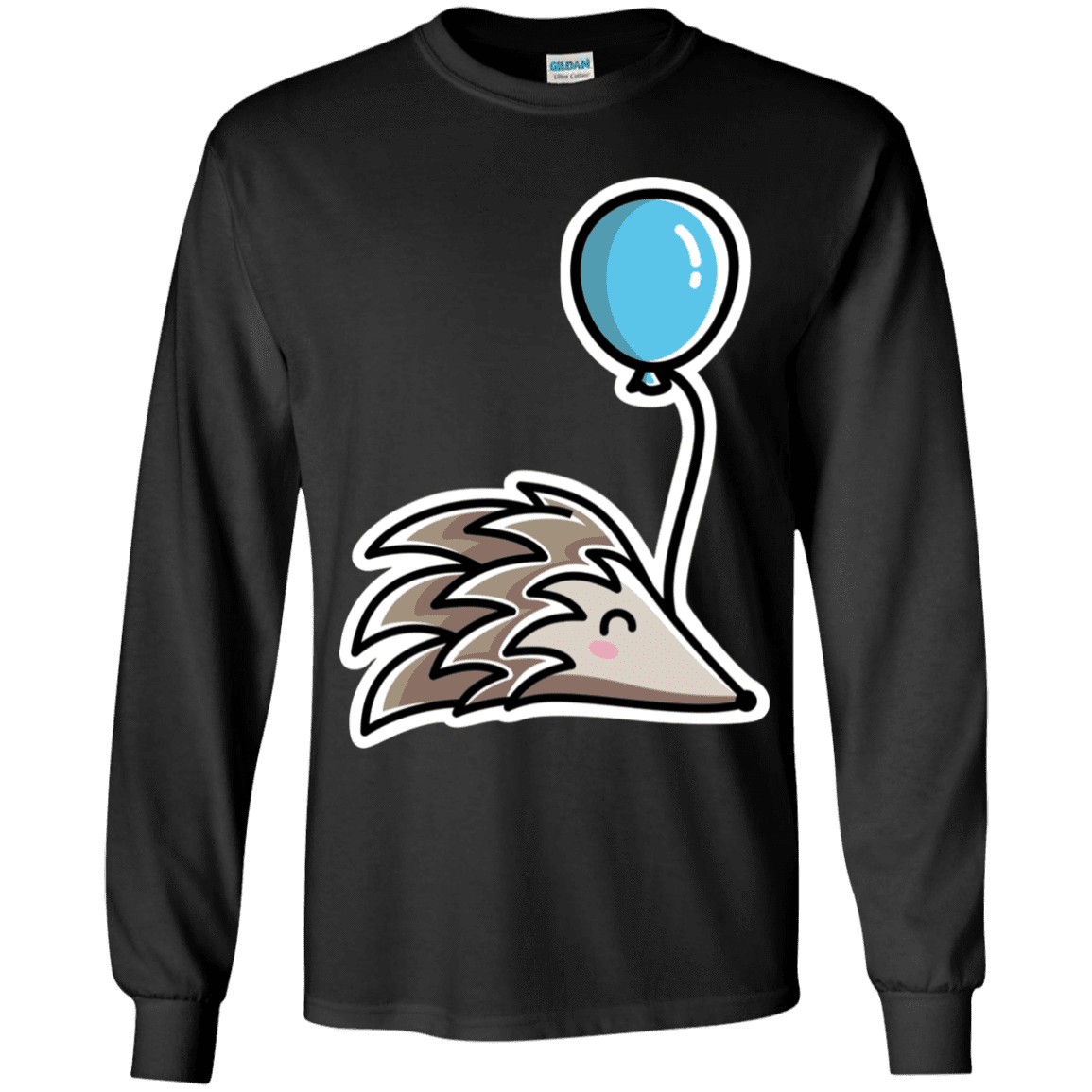 T-Shirts Black / YS Kawaii Hedgehog with Balloon Youth Long Sleeve T-Shirt