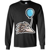 T-Shirts Black / YS Kawaii Hedgehog with Balloon Youth Long Sleeve T-Shirt
