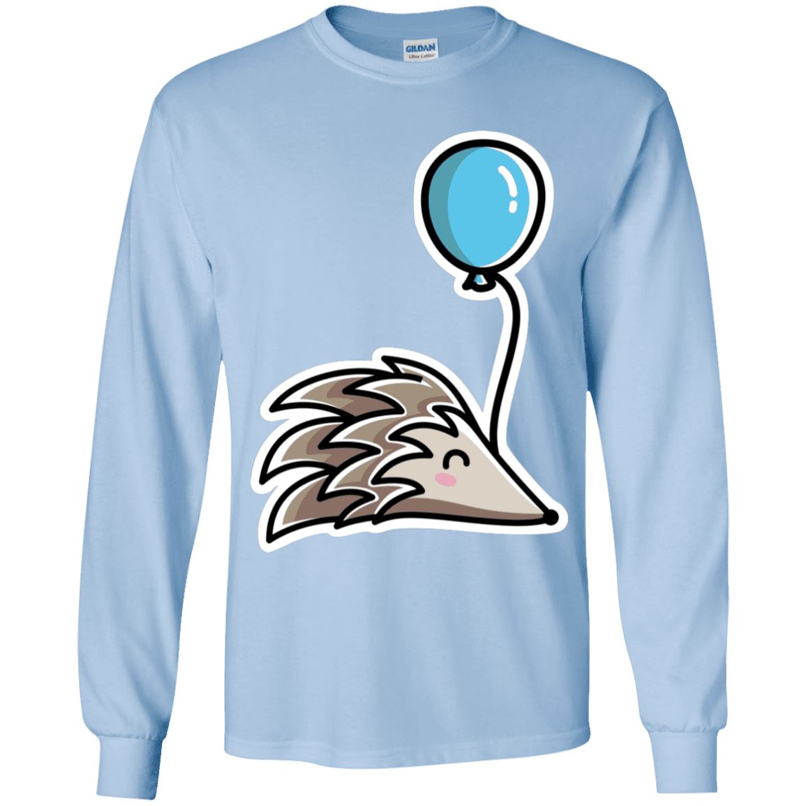 T-Shirts Light Blue / YS Kawaii Hedgehog with Balloon Youth Long Sleeve T-Shirt