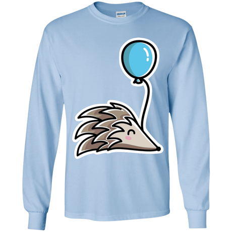 T-Shirts Light Blue / YS Kawaii Hedgehog with Balloon Youth Long Sleeve T-Shirt