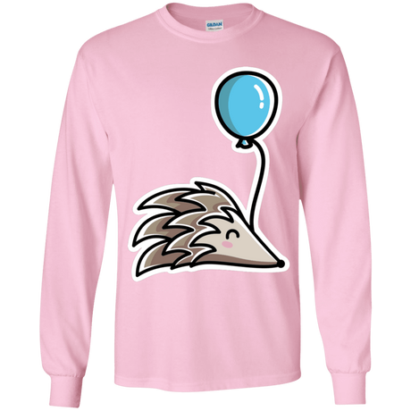 T-Shirts Light Pink / YS Kawaii Hedgehog with Balloon Youth Long Sleeve T-Shirt