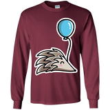 T-Shirts Maroon / YS Kawaii Hedgehog with Balloon Youth Long Sleeve T-Shirt