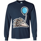 T-Shirts Navy / YS Kawaii Hedgehog with Balloon Youth Long Sleeve T-Shirt