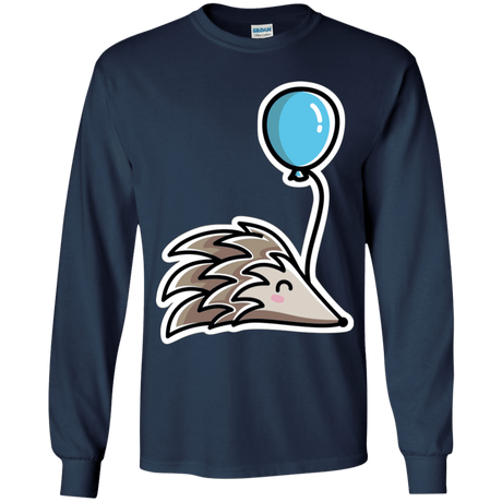 T-Shirts Navy / YS Kawaii Hedgehog with Balloon Youth Long Sleeve T-Shirt