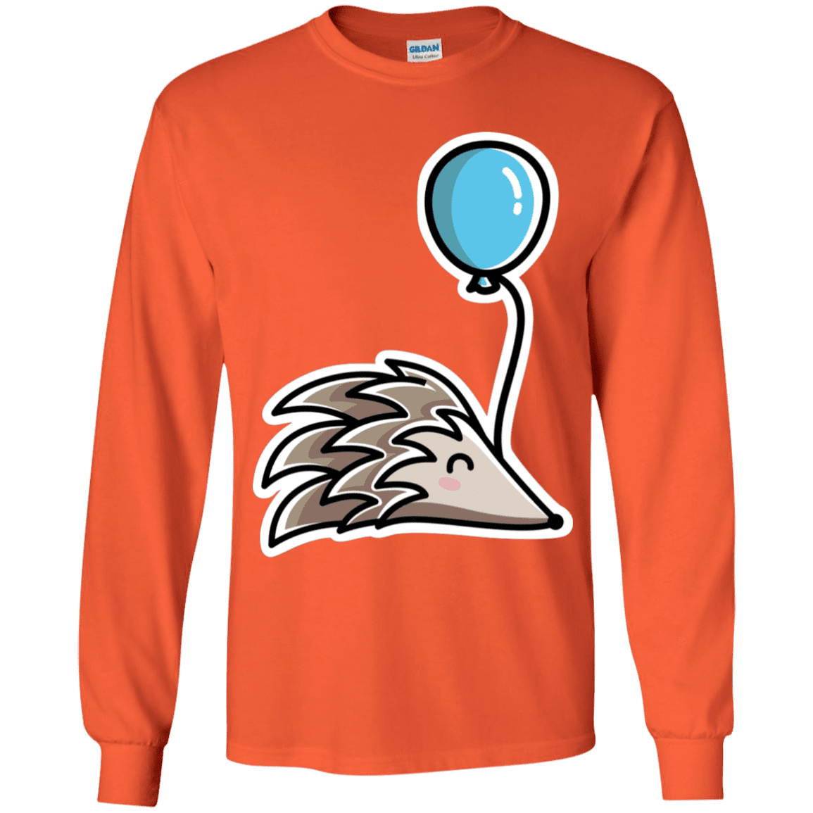 T-Shirts Orange / YS Kawaii Hedgehog with Balloon Youth Long Sleeve T-Shirt