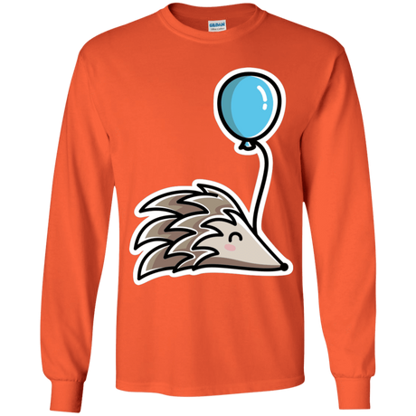 T-Shirts Orange / YS Kawaii Hedgehog with Balloon Youth Long Sleeve T-Shirt