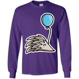 T-Shirts Purple / YS Kawaii Hedgehog with Balloon Youth Long Sleeve T-Shirt