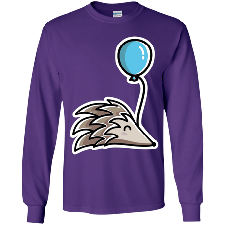 T-Shirts Purple / YS Kawaii Hedgehog with Balloon Youth Long Sleeve T-Shirt