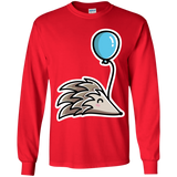 T-Shirts Red / YS Kawaii Hedgehog with Balloon Youth Long Sleeve T-Shirt