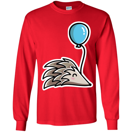 T-Shirts Red / YS Kawaii Hedgehog with Balloon Youth Long Sleeve T-Shirt