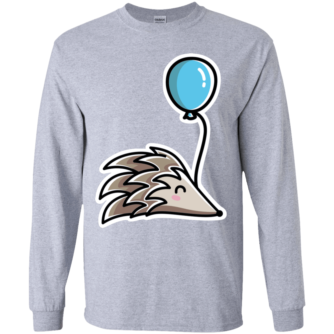 T-Shirts Sport Grey / YS Kawaii Hedgehog with Balloon Youth Long Sleeve T-Shirt