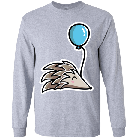T-Shirts Sport Grey / YS Kawaii Hedgehog with Balloon Youth Long Sleeve T-Shirt