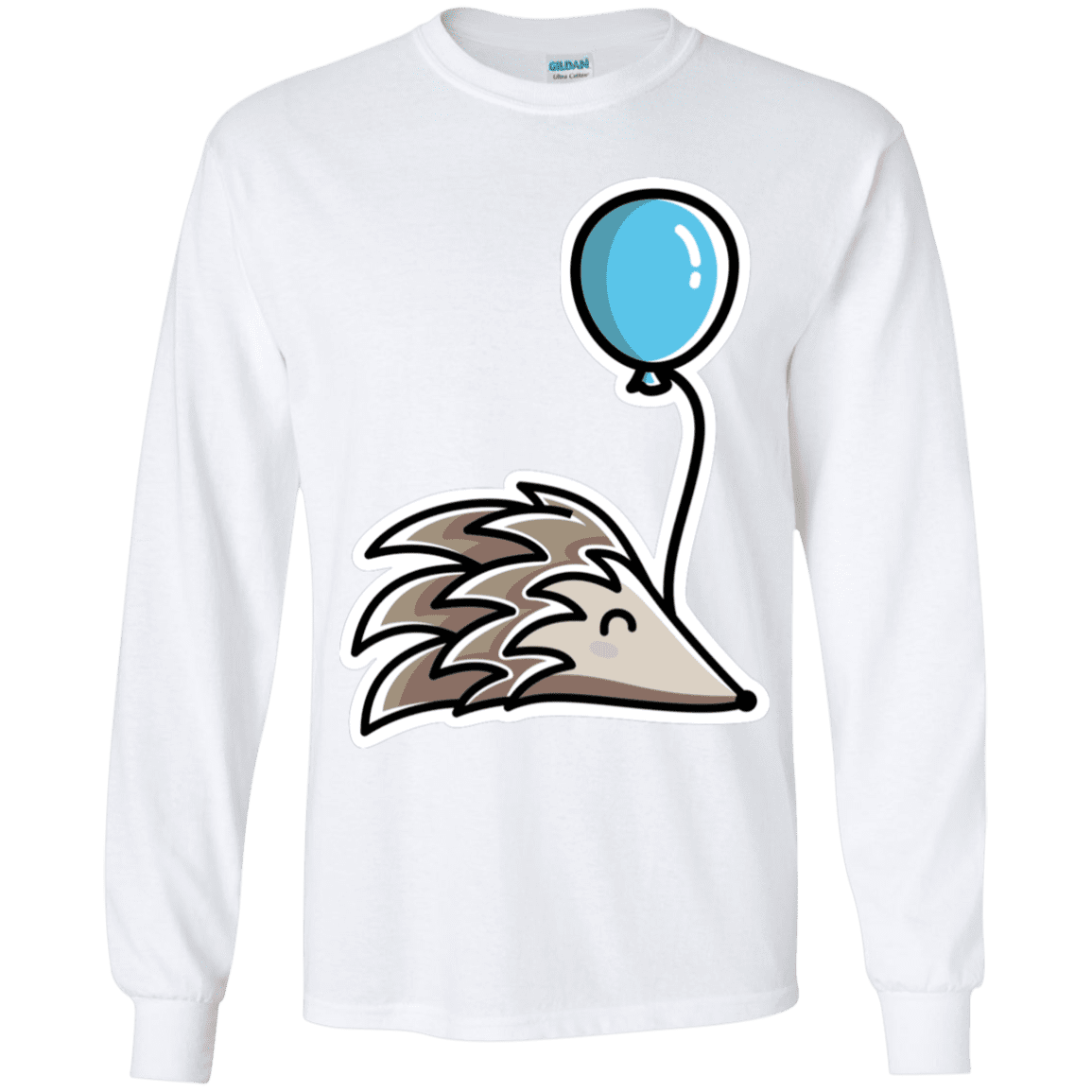 T-Shirts White / YS Kawaii Hedgehog with Balloon Youth Long Sleeve T-Shirt