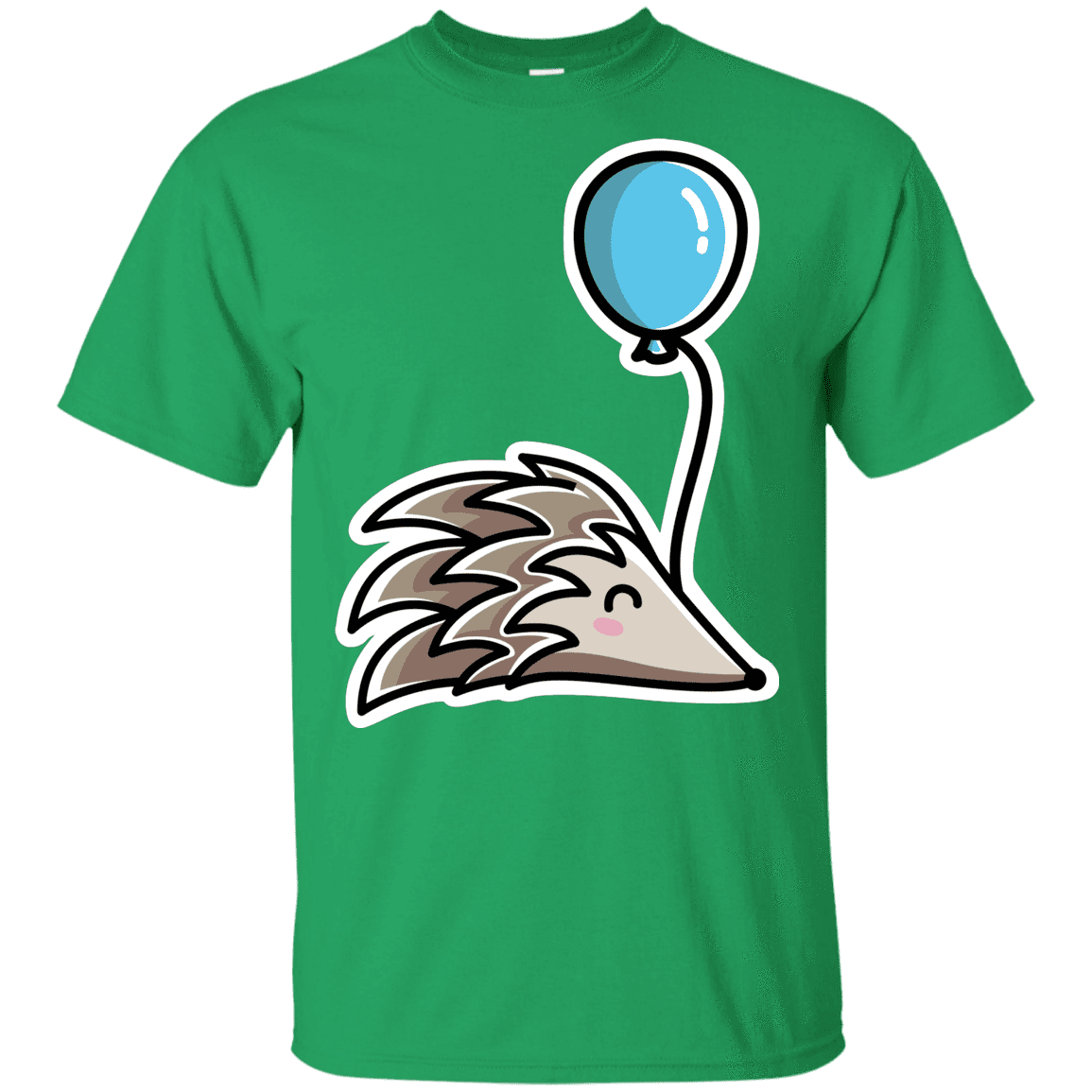 T-Shirts Irish Green / YXS Kawaii Hedgehog with Balloon Youth T-Shirt