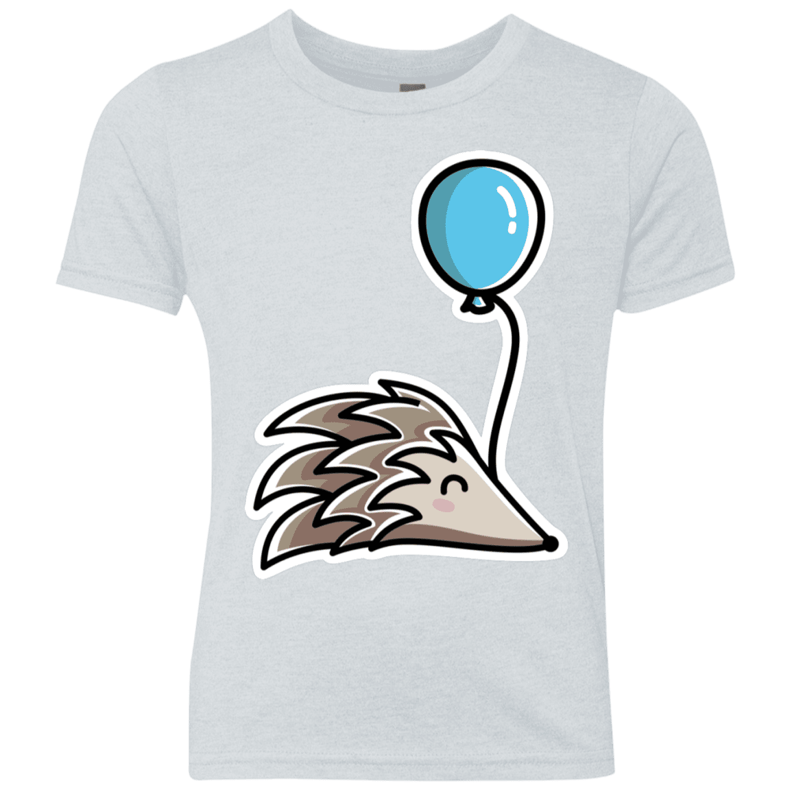 T-Shirts Heather White / YXS Kawaii Hedgehog with Balloon Youth Triblend T-Shirt