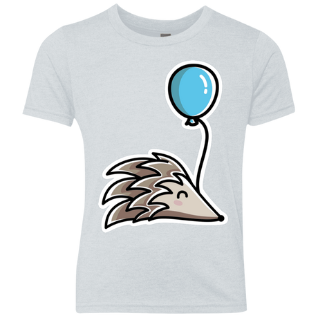 T-Shirts Heather White / YXS Kawaii Hedgehog with Balloon Youth Triblend T-Shirt