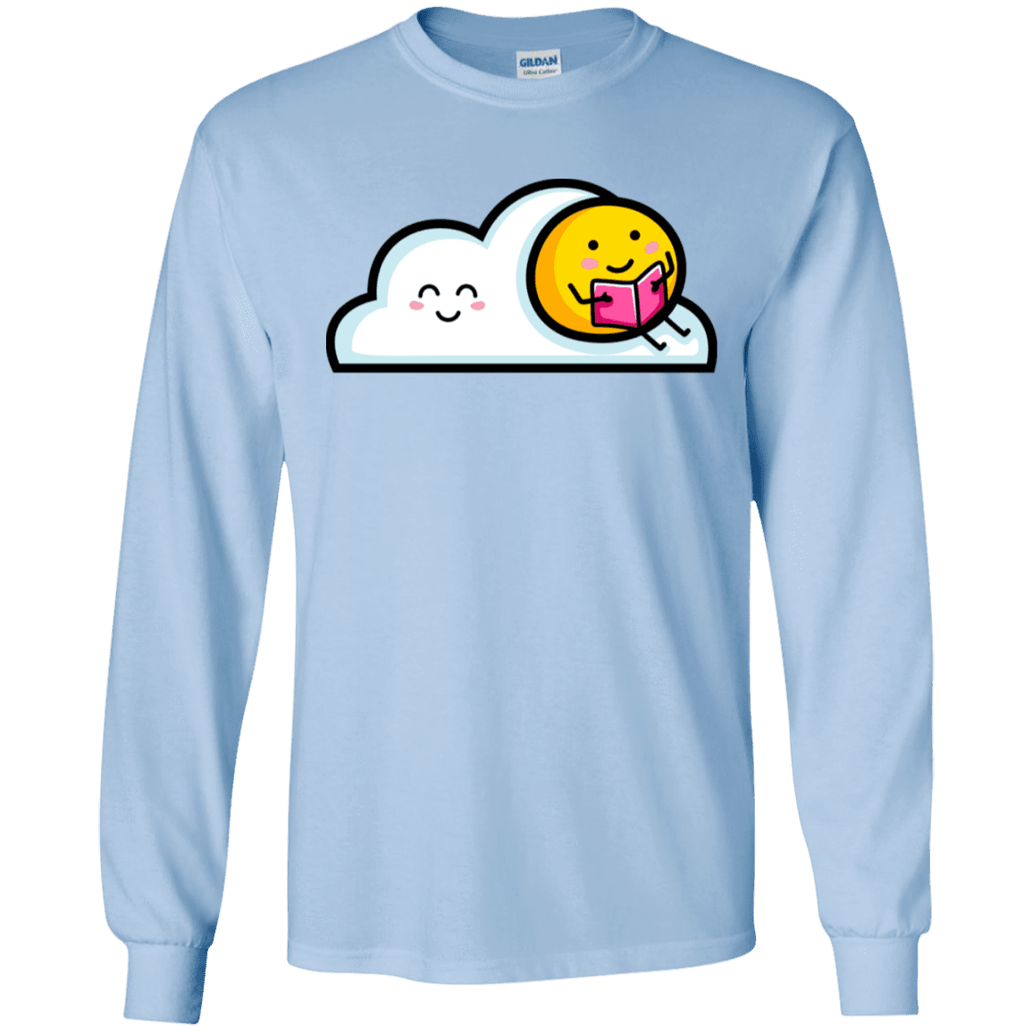 T-Shirts Light Blue / S Kawaii Love Summer Reading Men's Long Sleeve T-Shirt