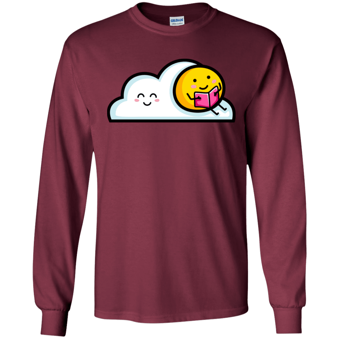 T-Shirts Maroon / S Kawaii Love Summer Reading Men's Long Sleeve T-Shirt