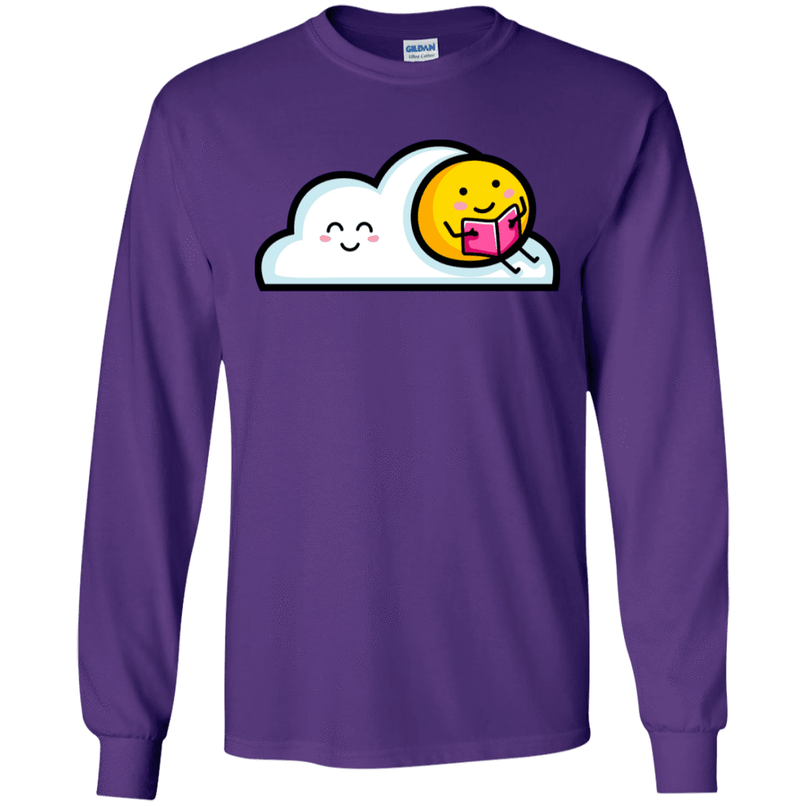 T-Shirts Purple / S Kawaii Love Summer Reading Men's Long Sleeve T-Shirt